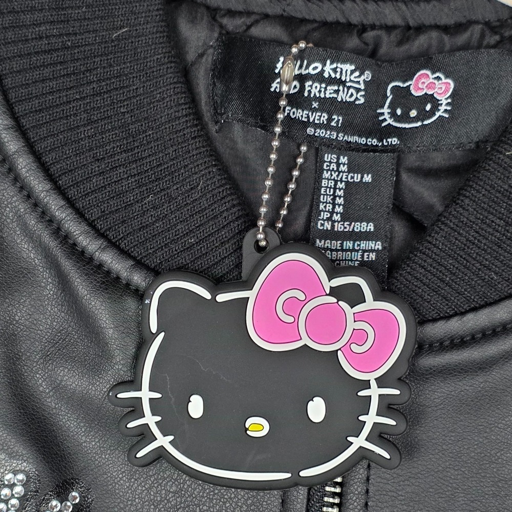 FOREVER 21 Hello kitty Black Rhinestone Bomber Jacket. Size Medium NWOT - Picture 7 of 16